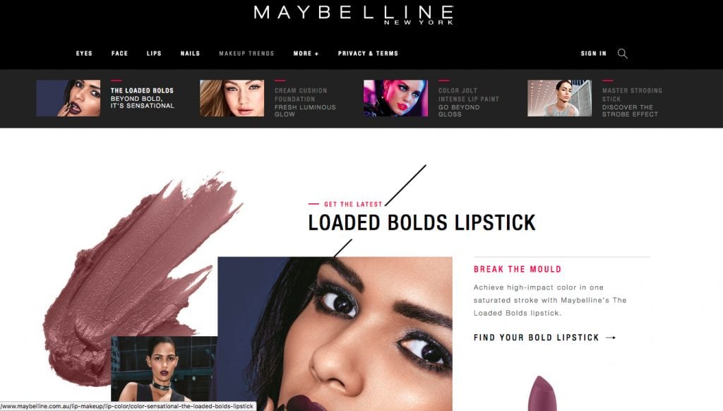 Maybelline website