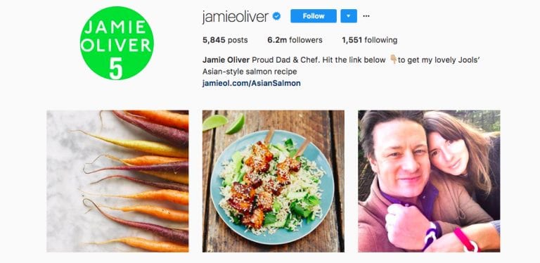 Jamie Oliver's Instagram page