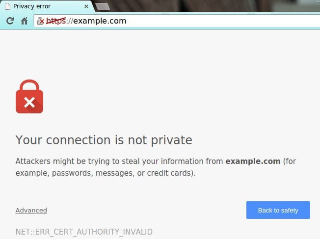 insecure message for site with no SSL 