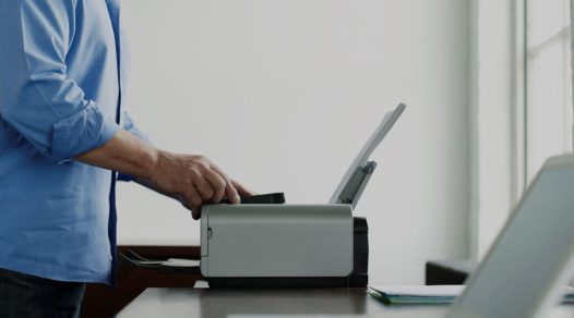 man using printer
