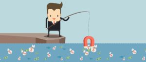 businessman fishing for money